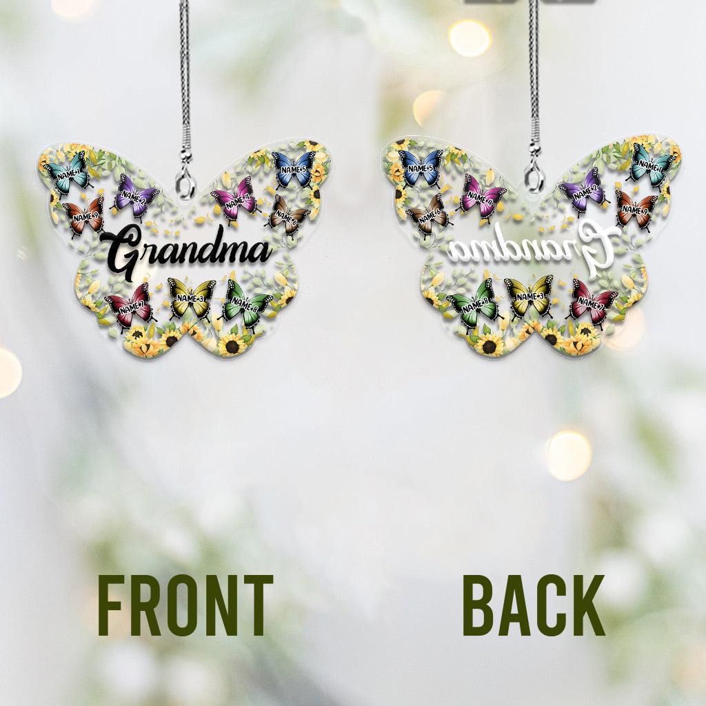 Mutter und Kinder – Personalisierter transparenter Autoanhänger „Oma“