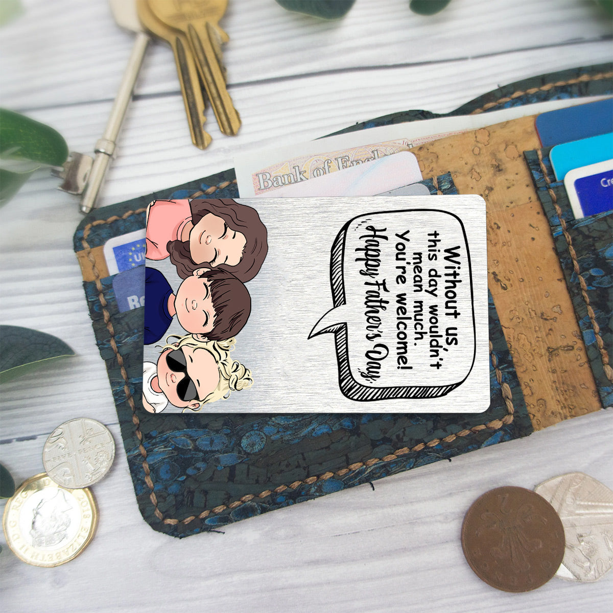 Ohne mich – Geschenk für Papa, Mama – Personalisierte Brieftaschenkarte
