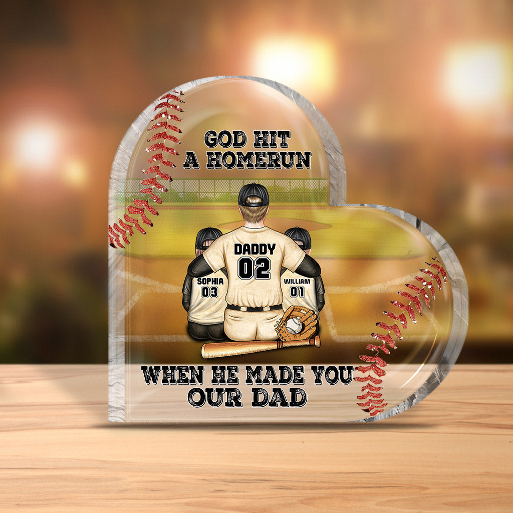 God Hit a Homerun - Personalized Father's Day Baseball Custom Shaped Acrylic Plaque
