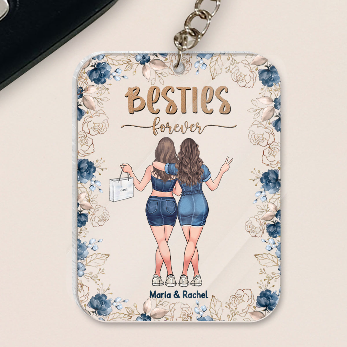 Für immer beste Freundinnen – Personalisierter transparenter Schlüsselanhänger für beste Freundinnen