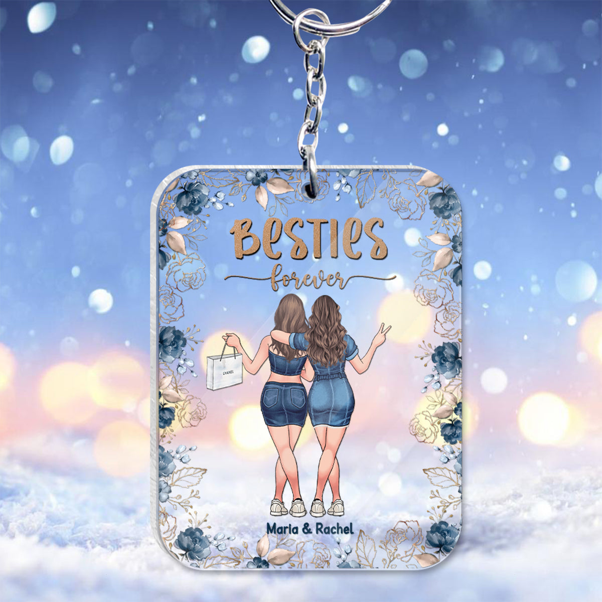 Für immer beste Freundinnen – Personalisierter transparenter Schlüsselanhänger für beste Freundinnen