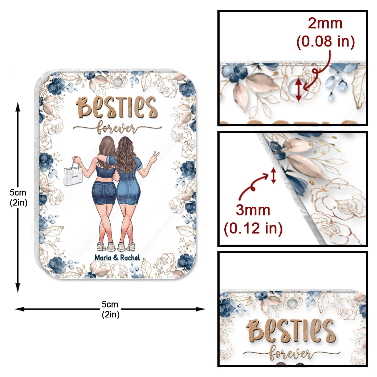 Für immer beste Freundinnen – Personalisierter transparenter Schlüsselanhänger für beste Freundinnen