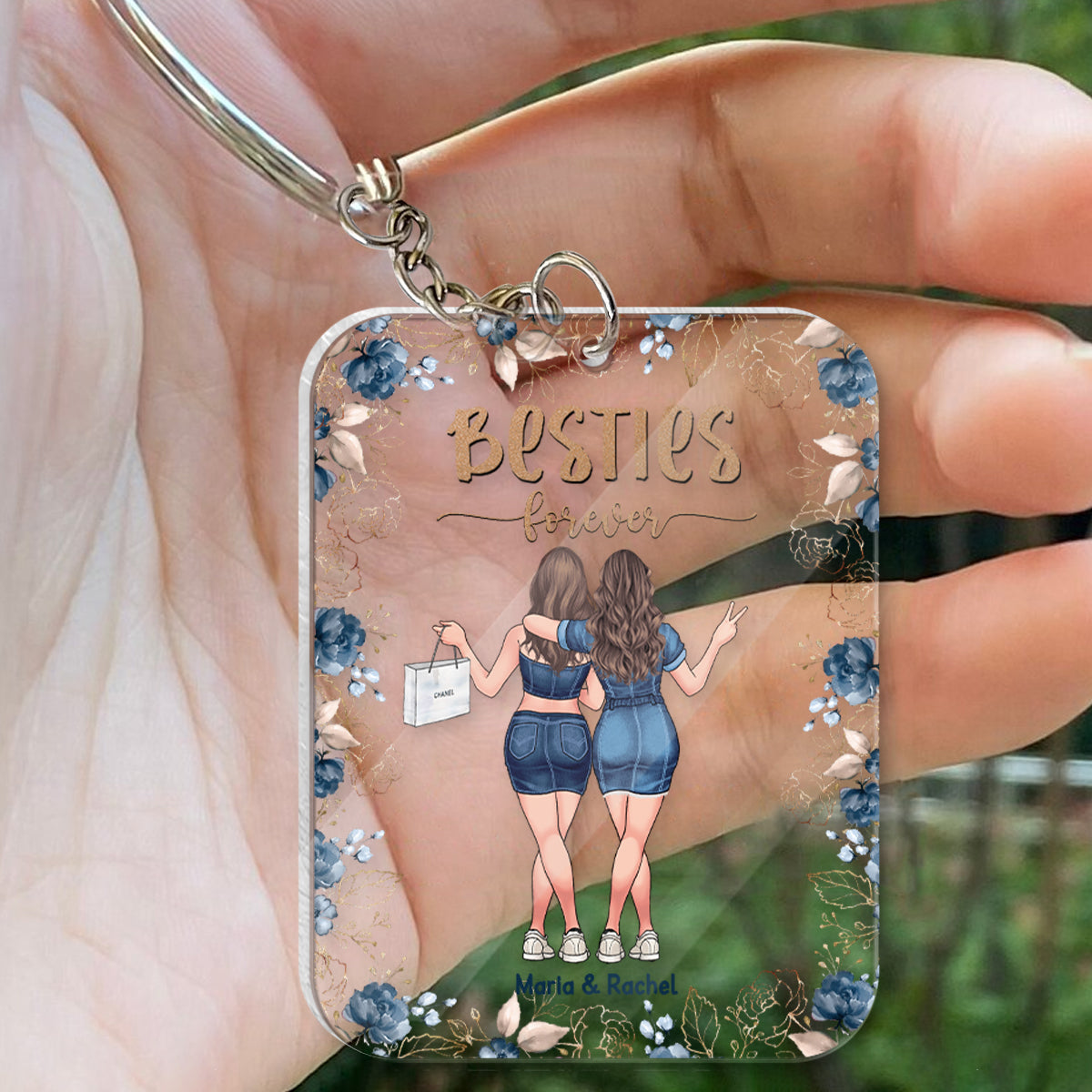Für immer beste Freundinnen – Personalisierter transparenter Schlüsselanhänger für beste Freundinnen