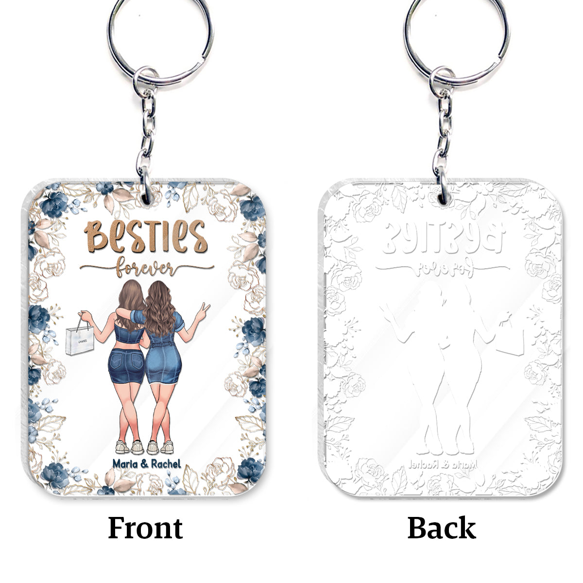 Für immer beste Freundinnen – Personalisierter transparenter Schlüsselanhänger für beste Freundinnen