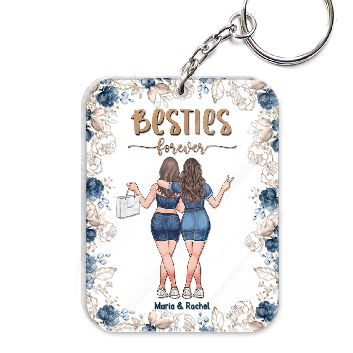 Für immer beste Freundinnen – Personalisierter transparenter Schlüsselanhänger für beste Freundinnen