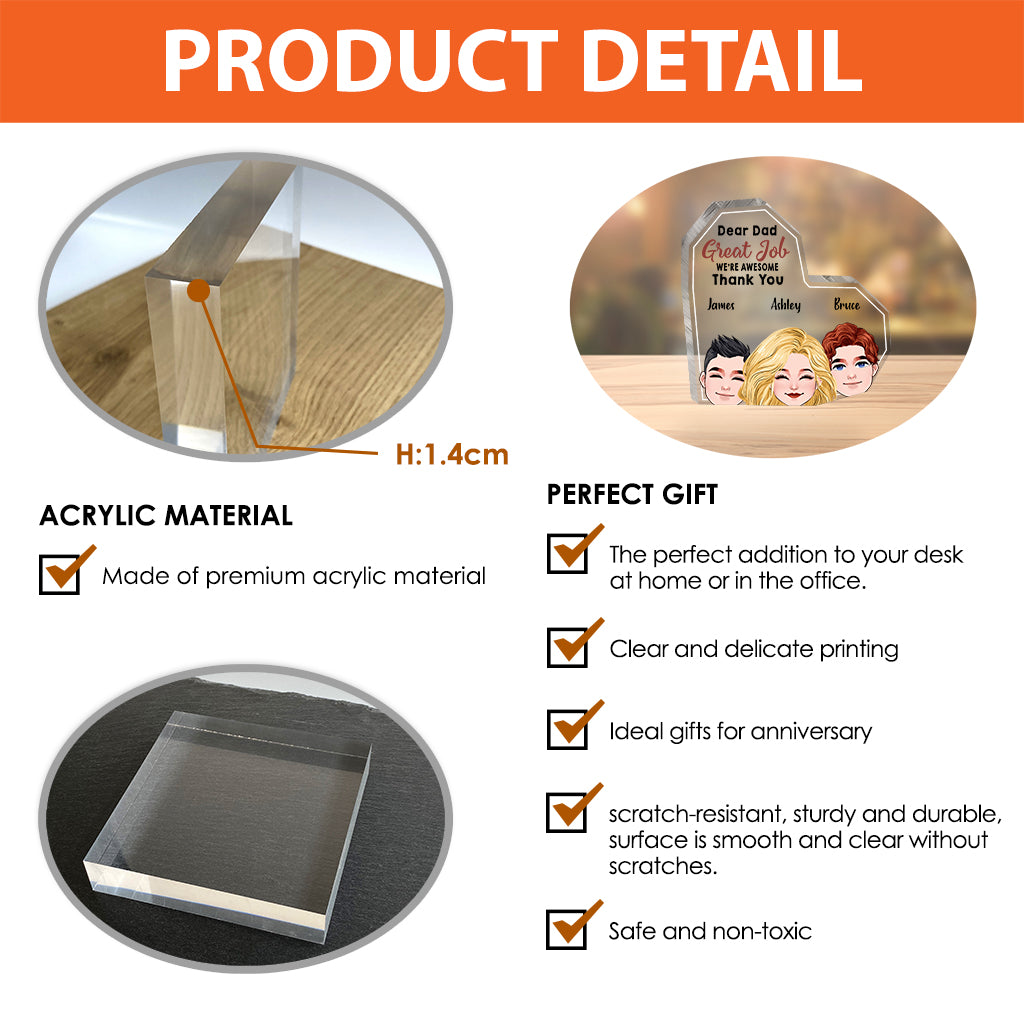 Lieber Papa, super gemacht! - Personalisierte Acrylplakette in individueller Form für den Vater