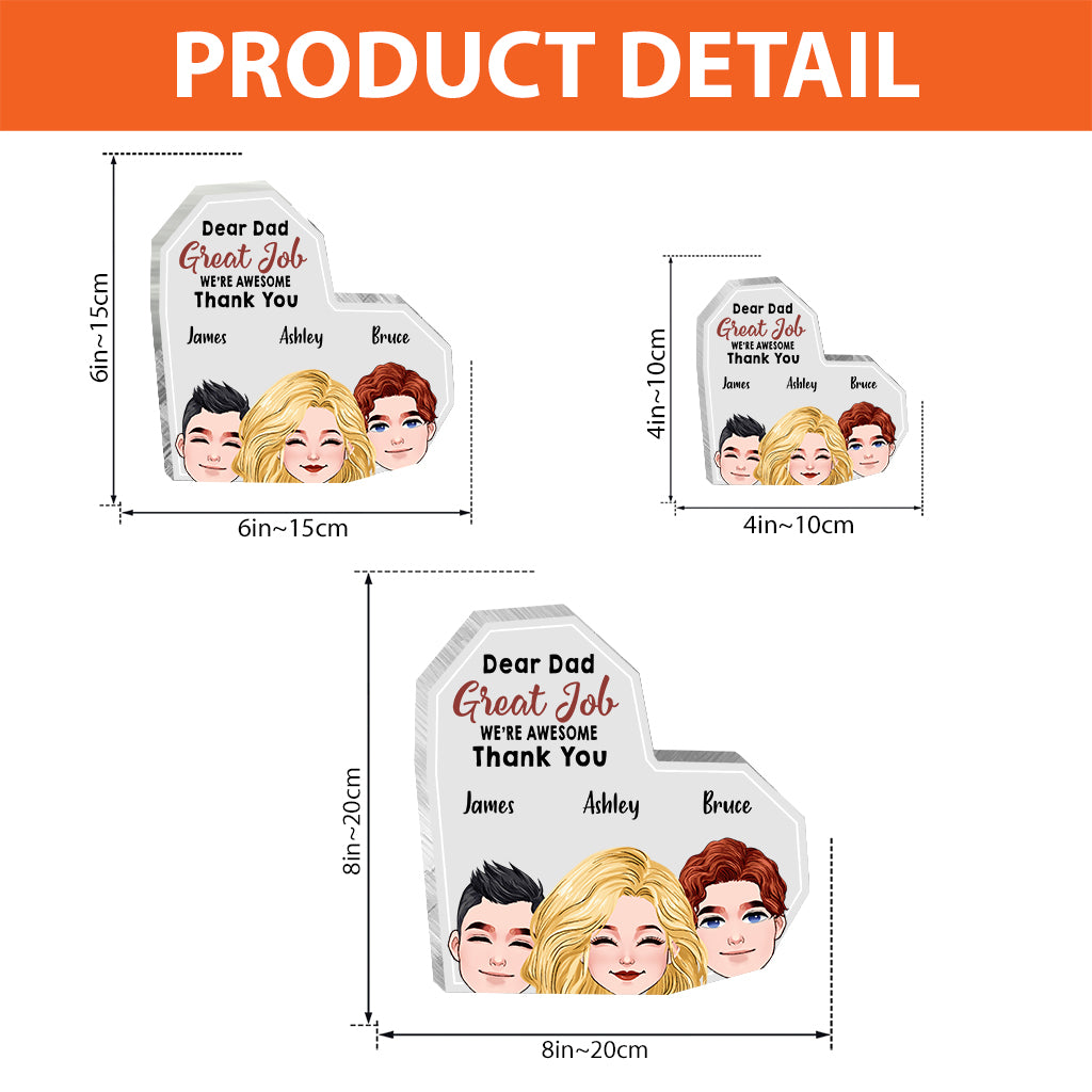 Lieber Papa, super gemacht! - Personalisierte Acrylplakette in individueller Form für den Vater