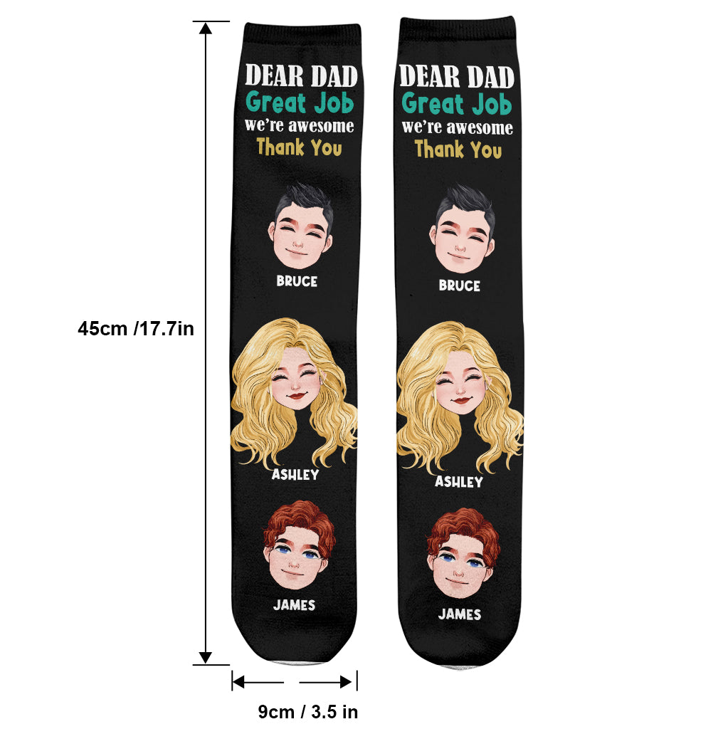Dear Dad Great Job - Personalized Father Socks