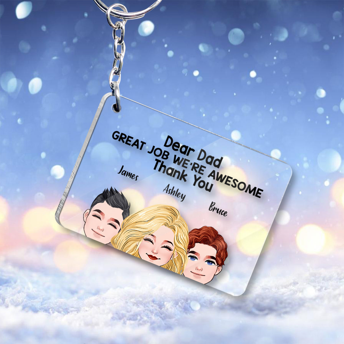 Dear Dad Great Job - Personalized Father Transparent Transparent Keychain