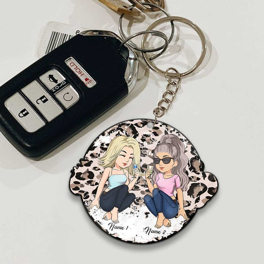 Besties Leopard - Personalisierter Schlüsselanhänger (beidseitig bedruckt)