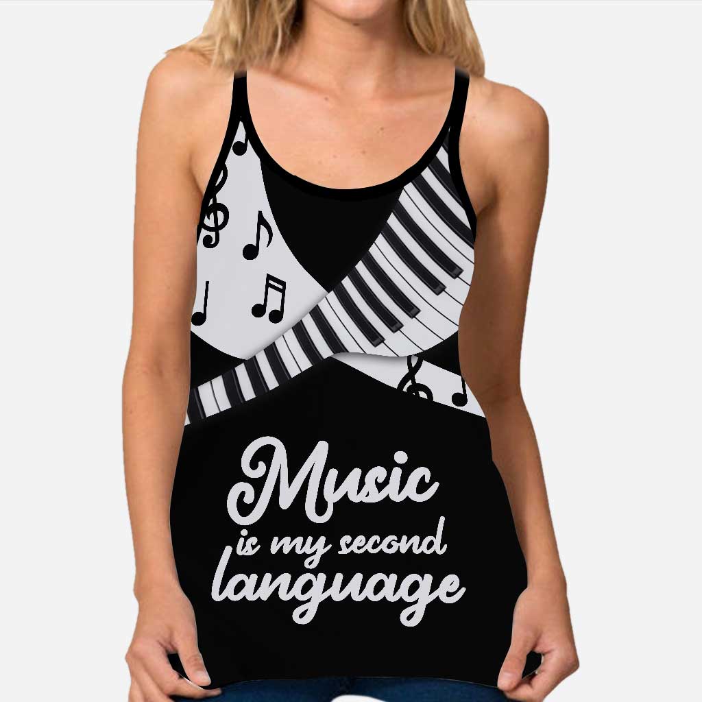 Music Lovers - Piano Cross Tank Top and Leggings