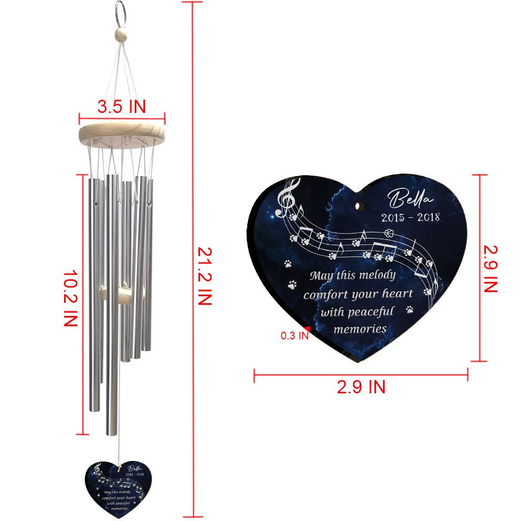 Möge diese Melodie Ihnen Trost spenden – personalisiertes Windspiel für Hunde