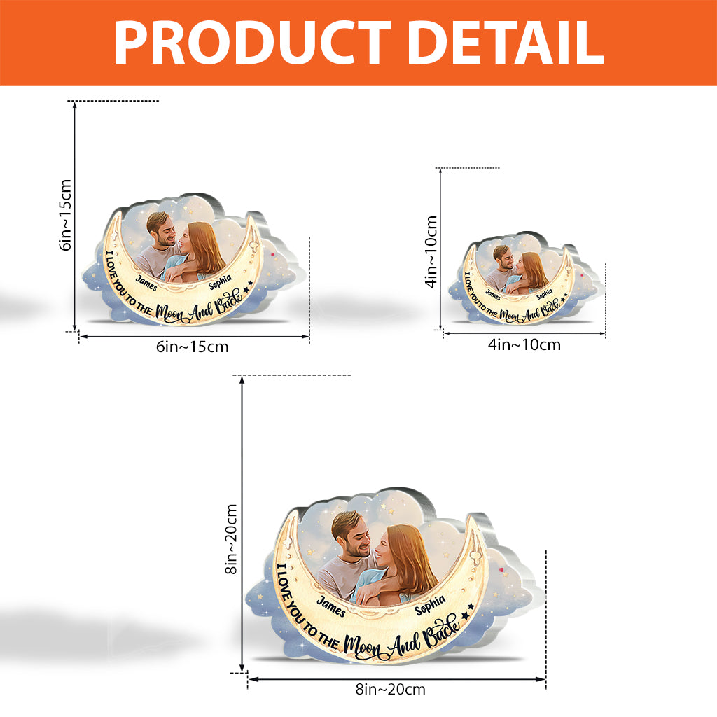 Ich liebe dich bis zum Mond und zurück – Personalisierte Acrylplakette in individueller Form für Paare