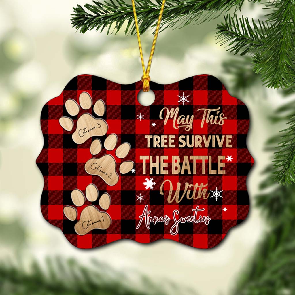 Möge dieser Baum überleben – Personalisierter Weihnachtsschmuck mit Katze (beidseitig bedruckt)