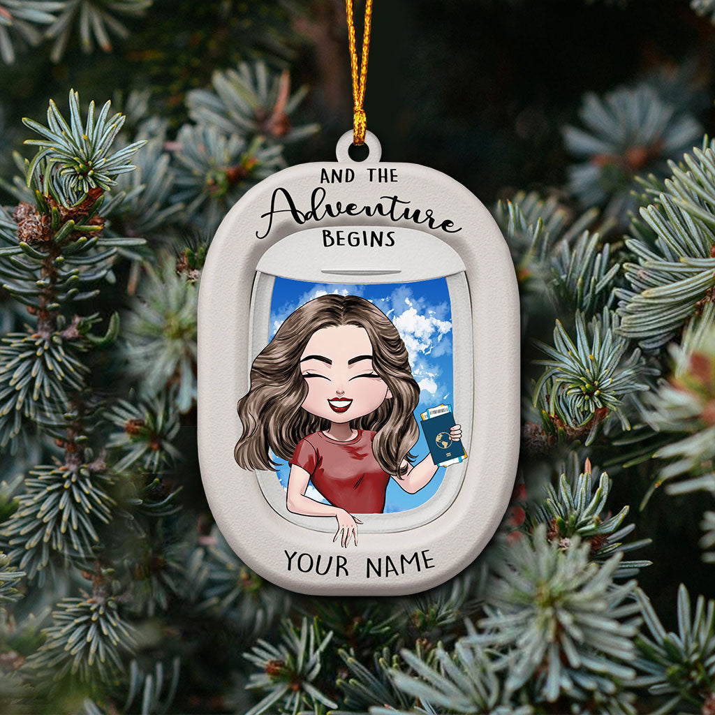 And The Adventure Begins - Personalized Christmas Travelling Ornament (Printed On Both Sides)