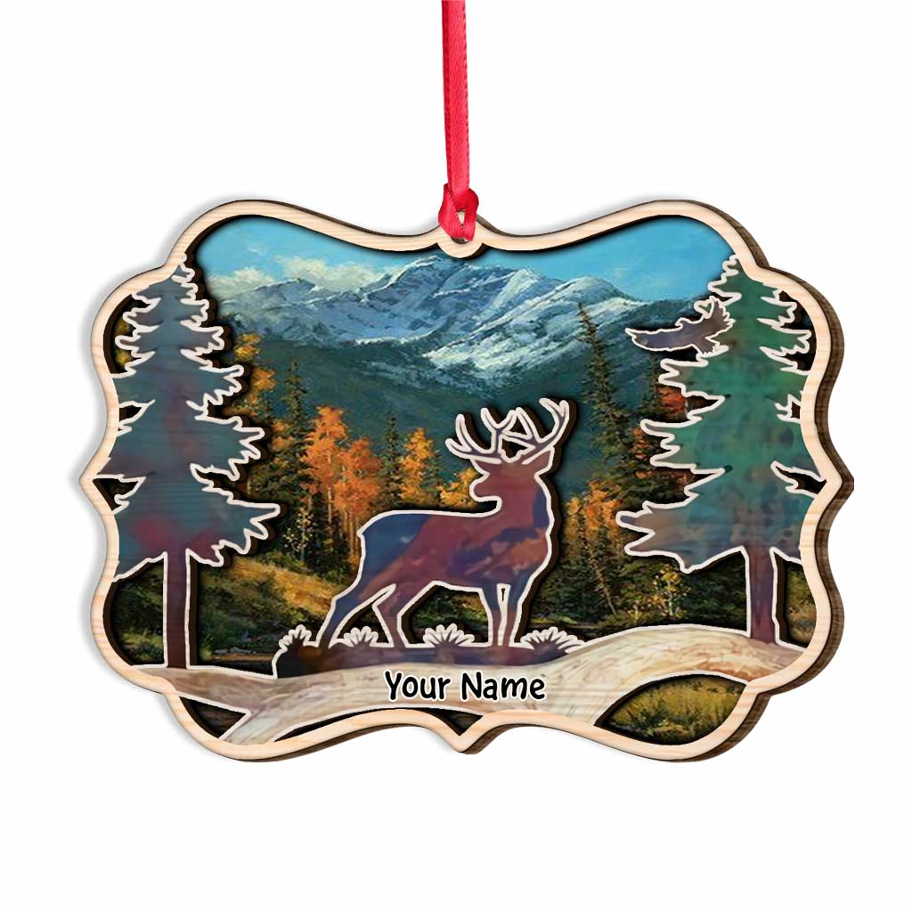 Hunting Deer - Personalized Christmas Hunting Layered Wood Ornament