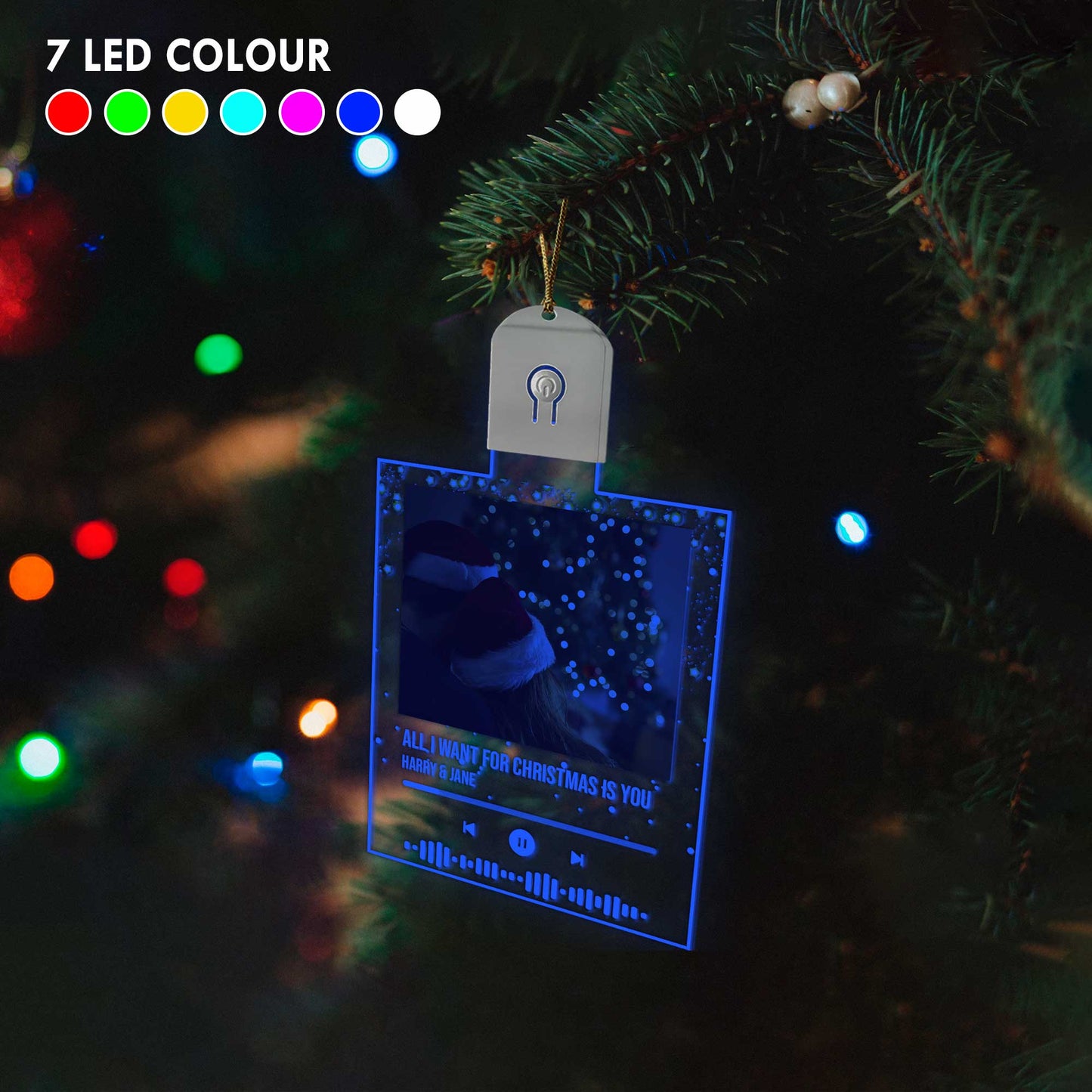 Alles, was ich mir zu Weihnachten wünsche, bist du – Personalisierte LED-Acryl-Weihnachtsbaumkugel in Form eines Paares