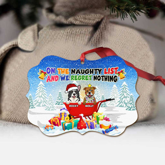 Auf der Liste der Unartigen - Personalisierter Weihnachtsschmuck in Hundeform (beidseitig bedruckt)