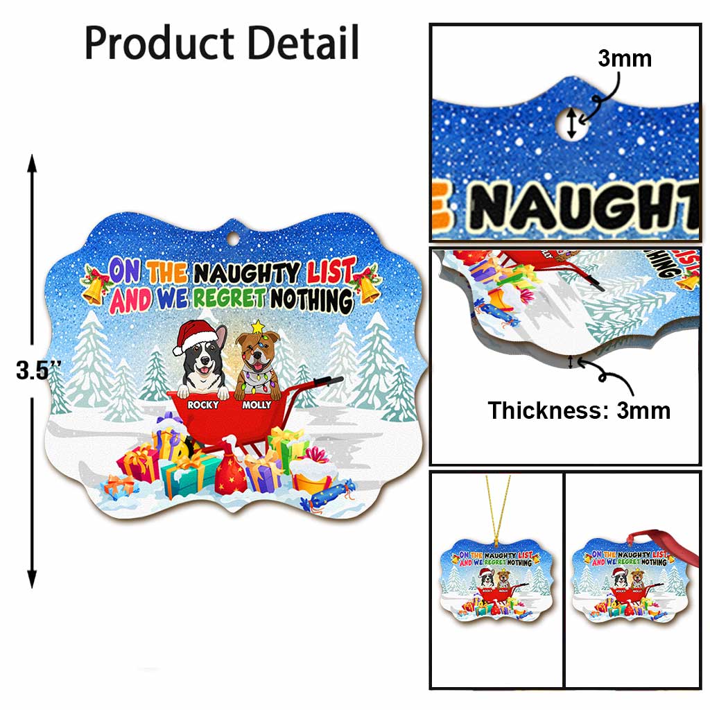 Auf der Liste der Unartigen - Personalisierter Weihnachtsschmuck in Hundeform (beidseitig bedruckt)