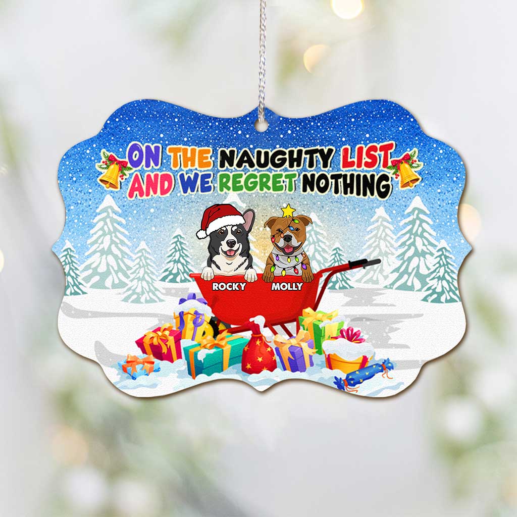 Auf der Liste der Unartigen - Personalisierter Weihnachtsschmuck in Hundeform (beidseitig bedruckt)