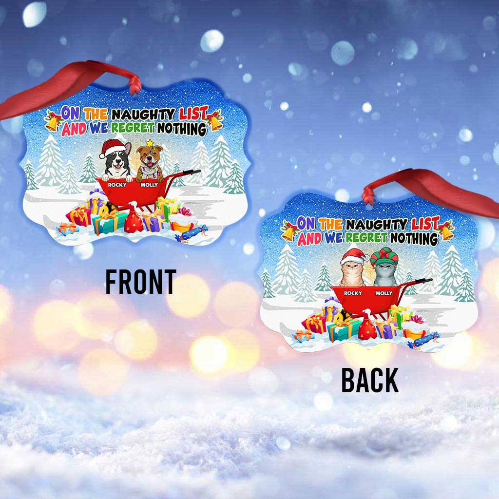 Auf der Liste der Unartigen - Personalisierter Weihnachtsschmuck in Hundeform (beidseitig bedruckt)