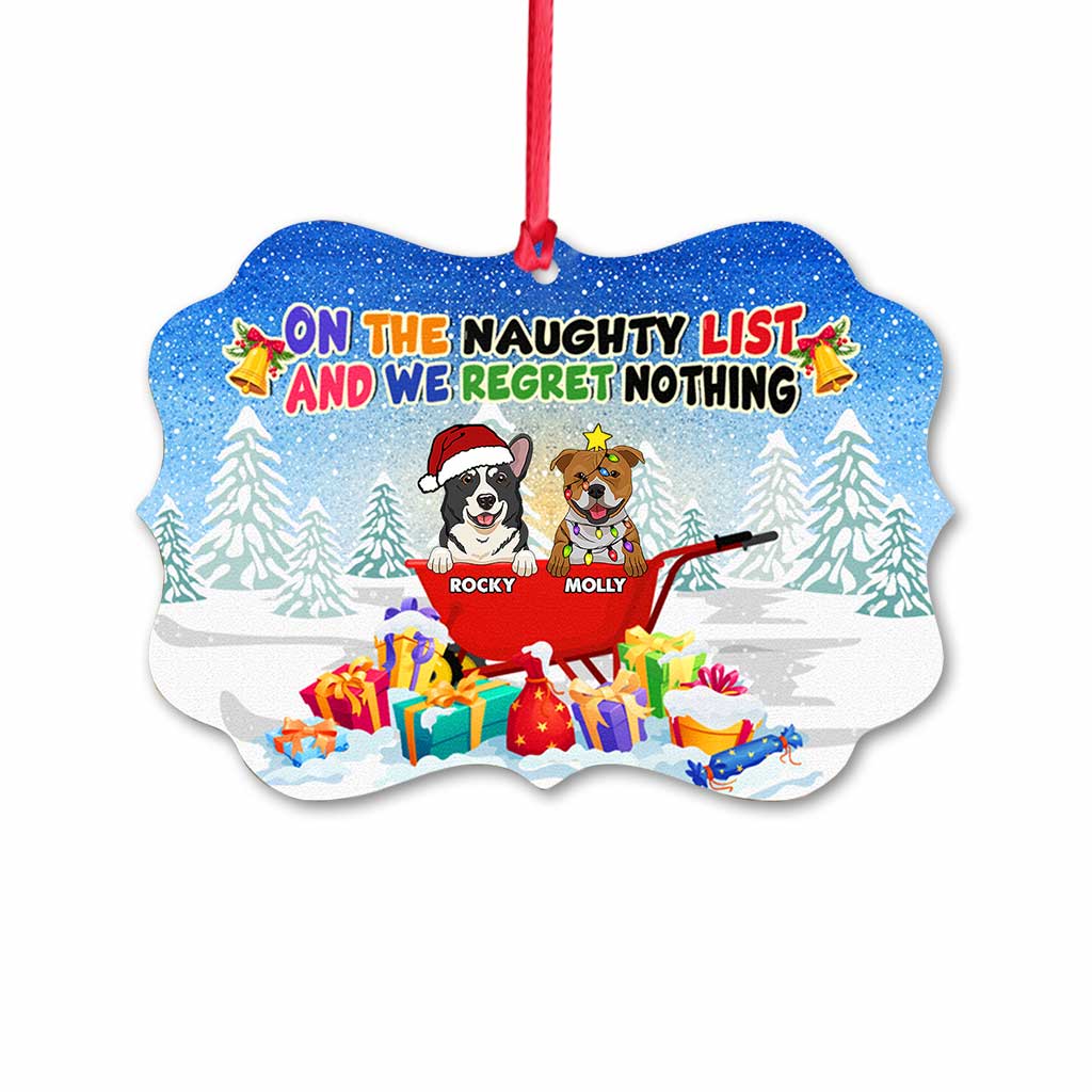 Auf der Liste der Unartigen - Personalisierter Weihnachtsschmuck in Hundeform (beidseitig bedruckt)