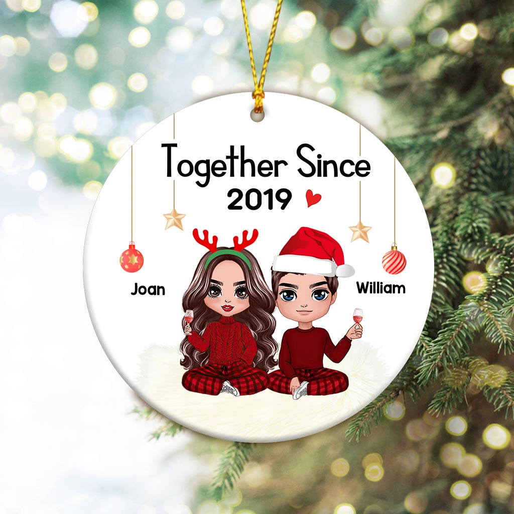Together - Personalized Christmas Couple Ornament (Printed On Both Sides)