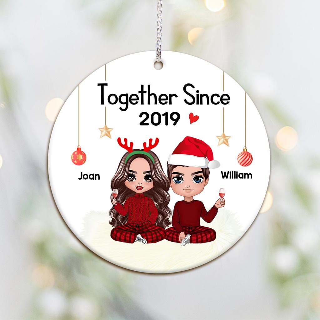 Together - Personalized Christmas Couple Ornament (Printed On Both Sides)