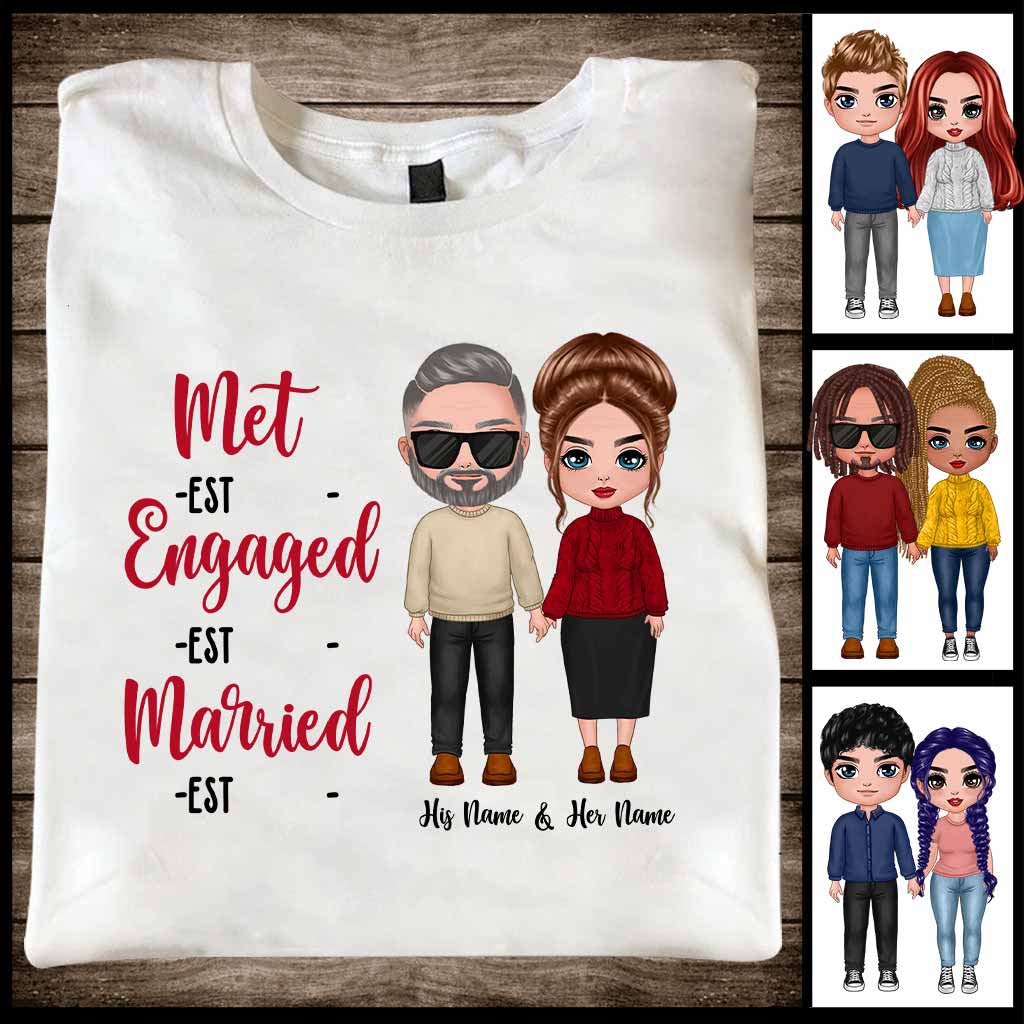 Verlobt, verheiratet – personalisiertes T-Shirt und Hoodie für Paare