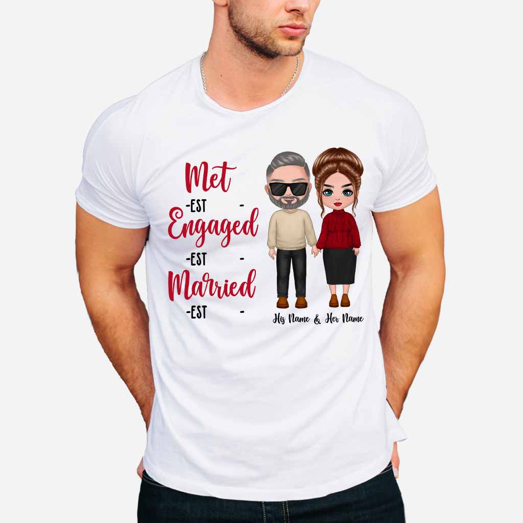 Verlobt, verheiratet – personalisiertes T-Shirt und Hoodie für Paare