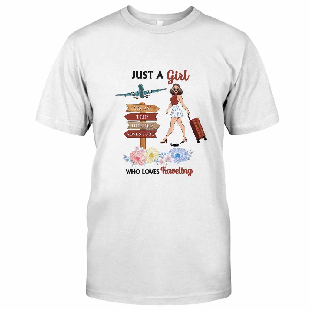 Einfach ein Mädchen, das gerne reist – personalisiertes T-Shirt und Hoodie