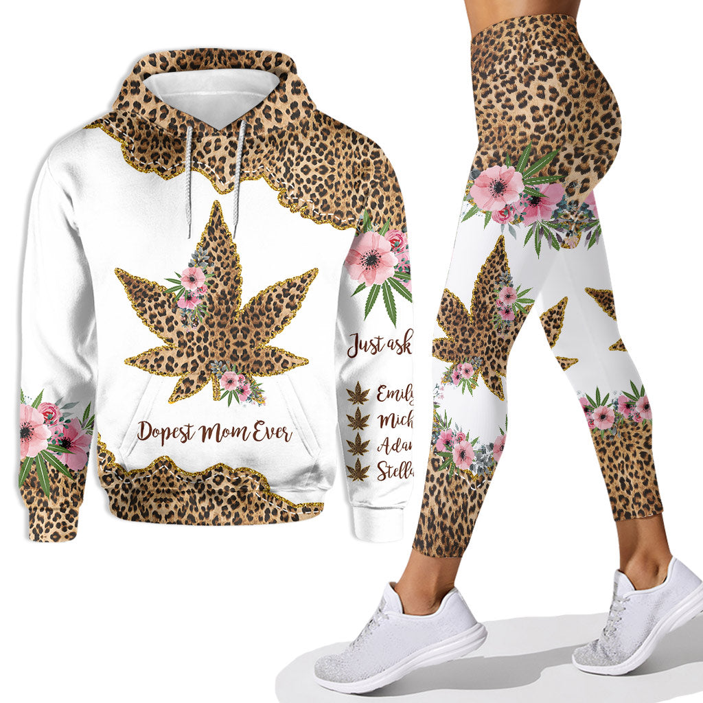Die coolste Mama aller Zeiten – Personalisierter Muttertags-Hoodie und Leggings mit Cannabis-Motiv
