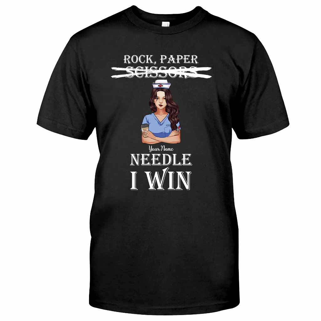 Stein, Papier, Nadel – Ich gewinne! – Personalisiertes T-Shirt und Hoodie für Krankenschwestern