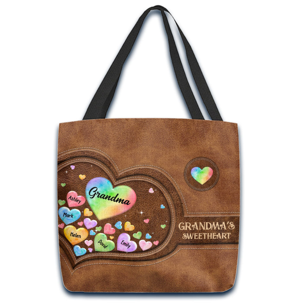 Colorful Heart Of Grandma Mother - Gift for grandma, grandma, mom - Personalized Tote Bag