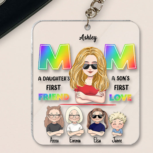 Mama, erste Freundin, erste Liebe – Personalisierter transparenter Schlüsselanhänger für Mutter
