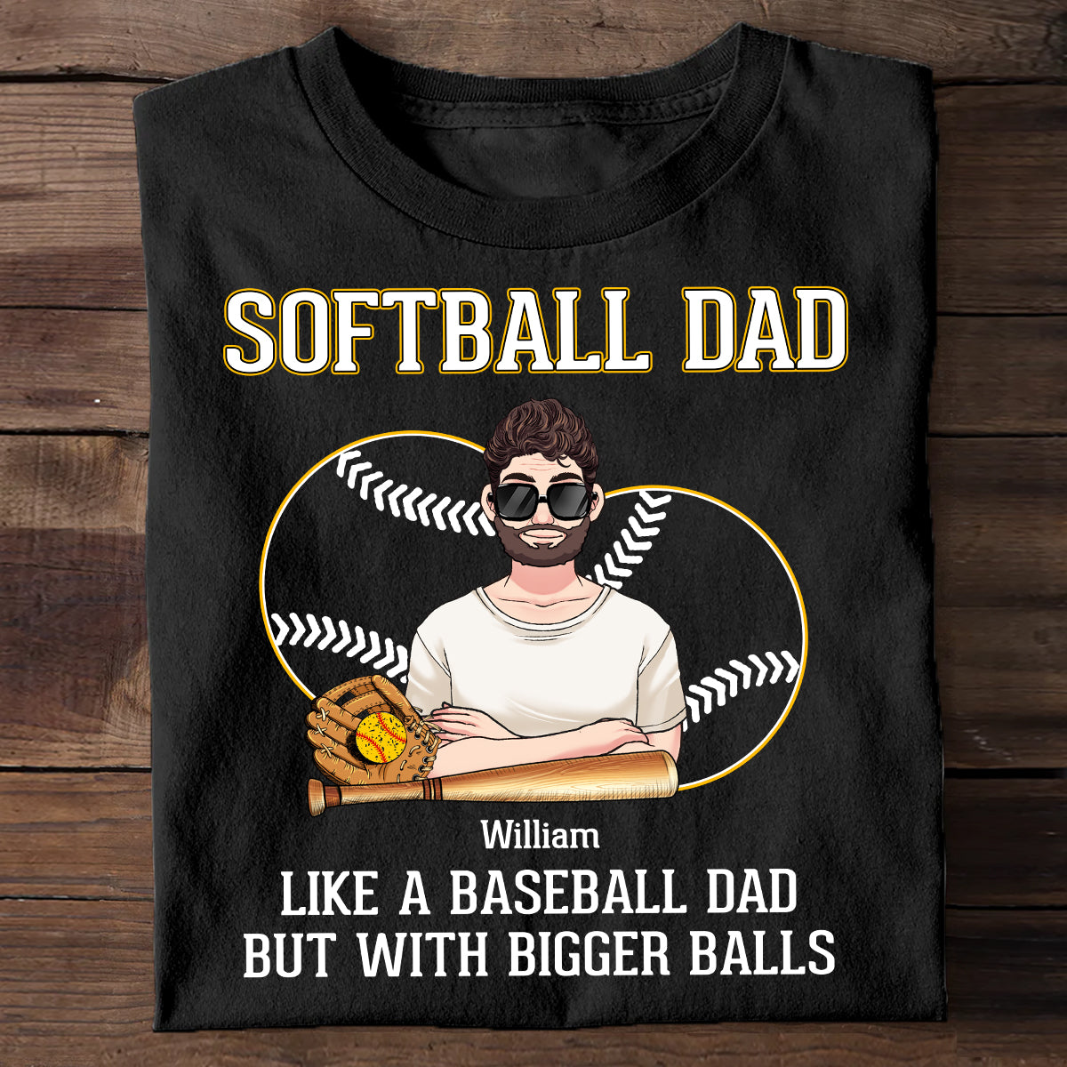 Softball-Papa wie ein Baseball-Papa, nur mit größeren Bällen – personalisiertes Softball-T-Shirt und Hoodie