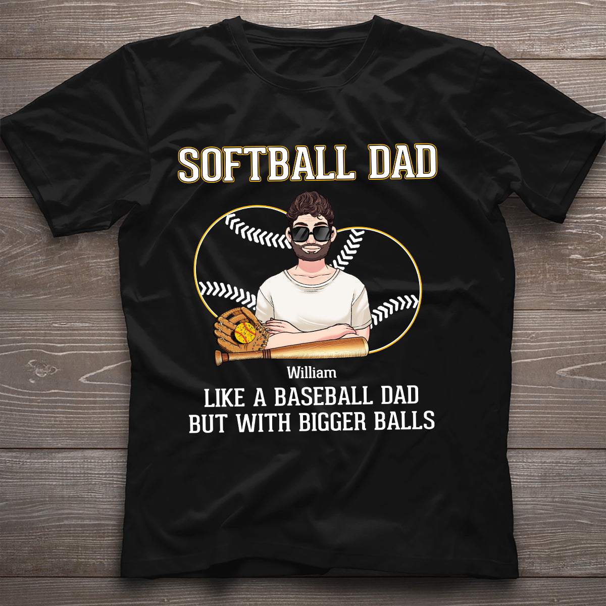 Softball-Papa wie ein Baseball-Papa, nur mit größeren Bällen – personalisiertes Softball-T-Shirt und Hoodie
