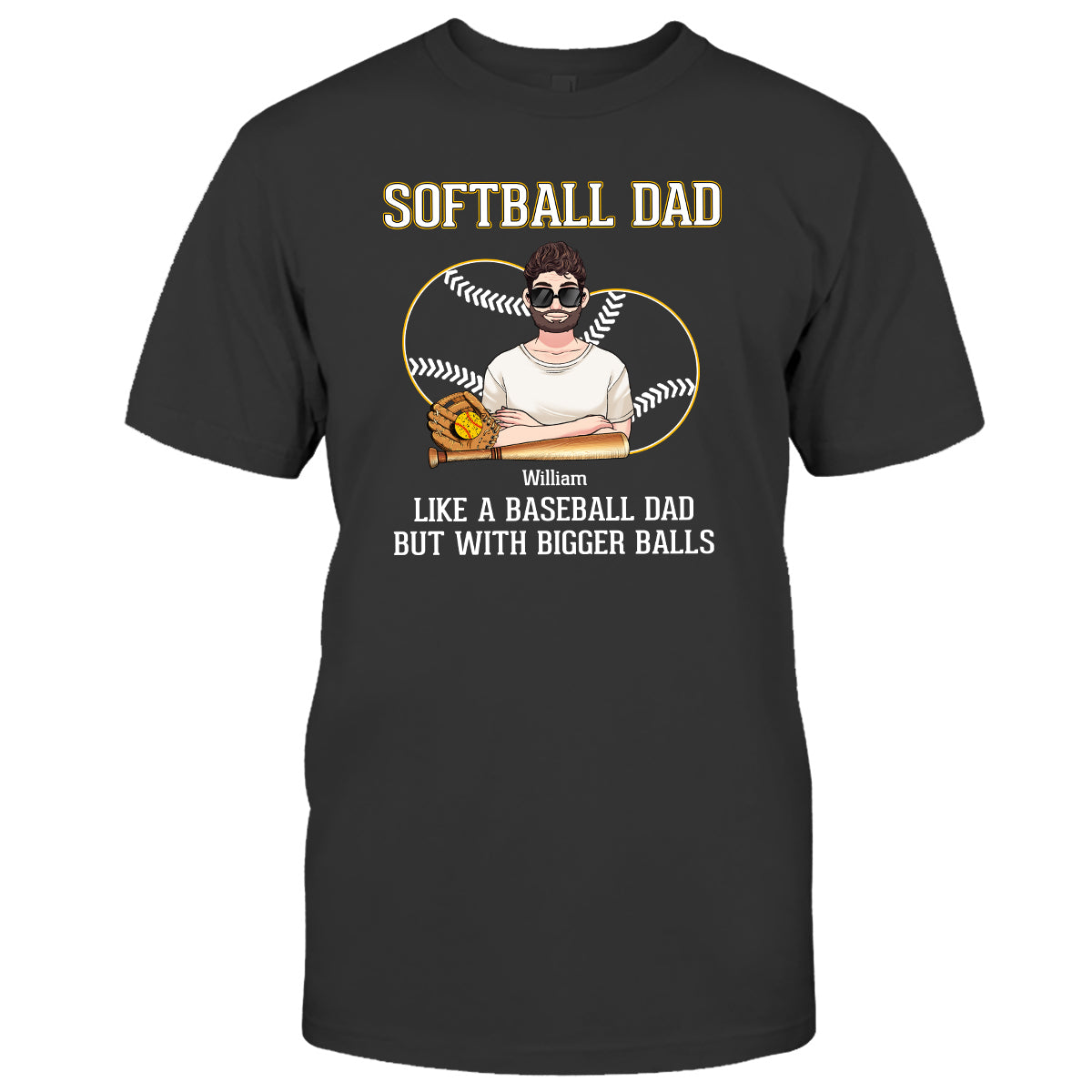 Softball-Papa wie ein Baseball-Papa, nur mit größeren Bällen – personalisiertes Softball-T-Shirt und Hoodie
