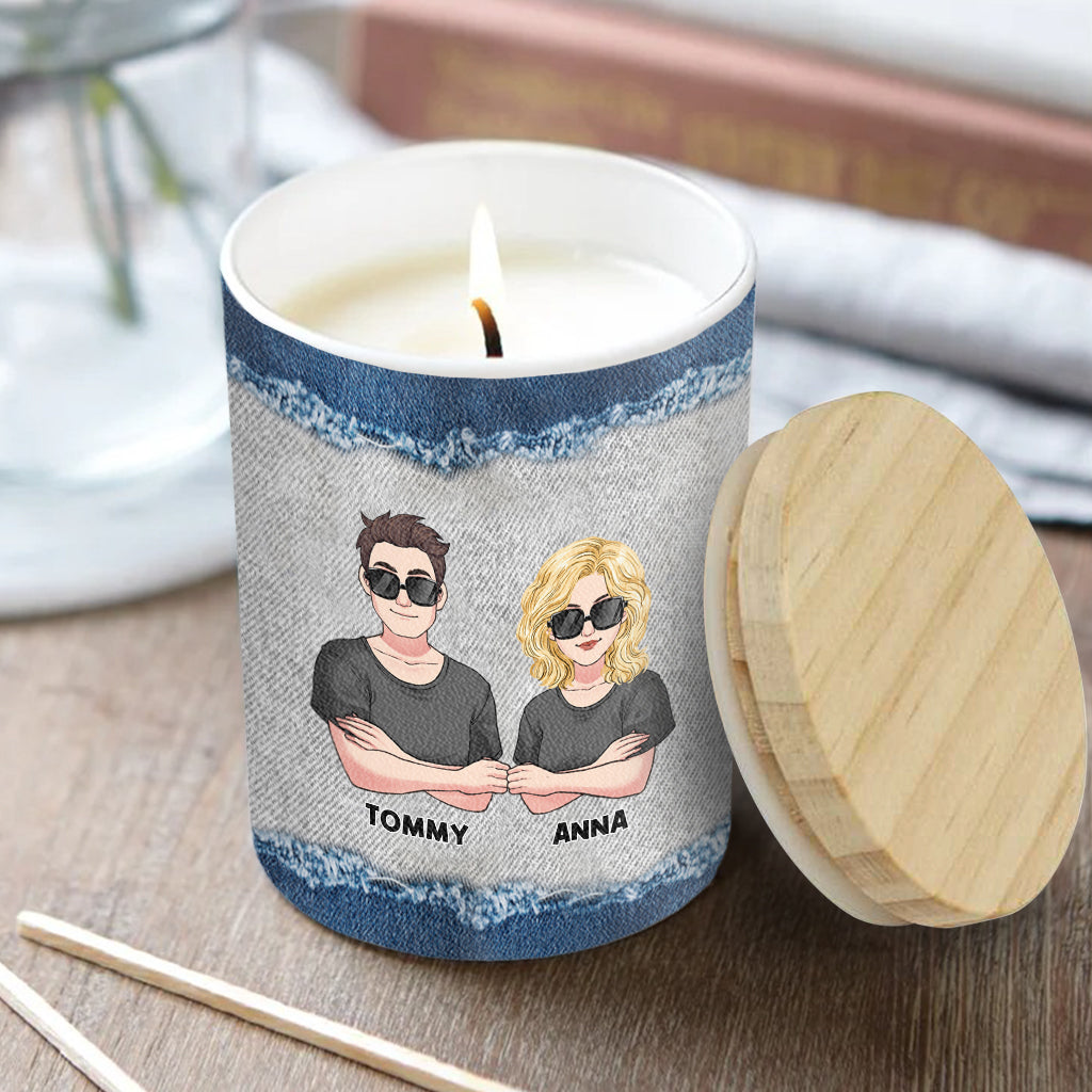 Congrats On Being My Hubby - Personalized Couple Candle With Wooden Lid