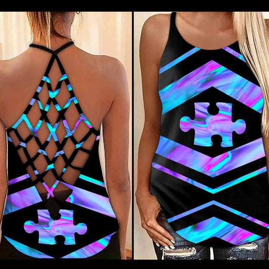 Akzeptiere, verstehe und liebe – Tanktop mit Kreuz zur Sensibilisierung für Autismus