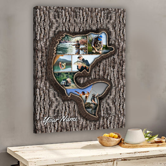 Erinnerungsbaum zum Angeln mit Foto – Personalisierte Angelleinwand und Poster