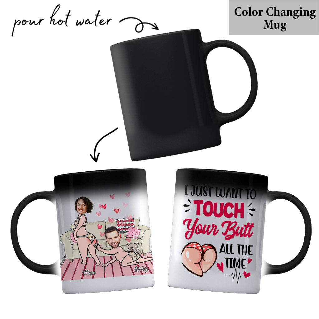 Ich möchte nur deinen Po berühren – personalisierte Tasse für Paare