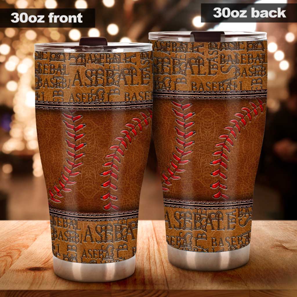 Baseball Printed Leather Pattern Tumbler