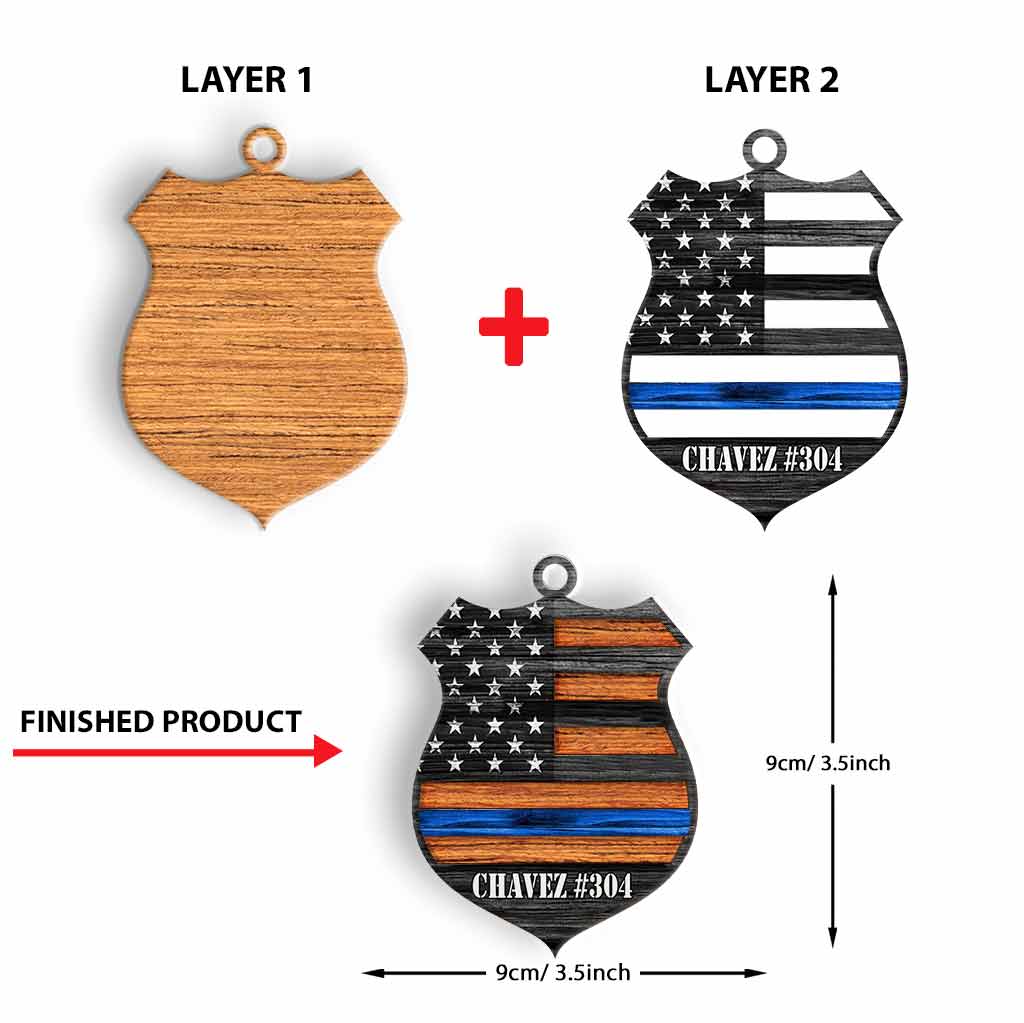 Polizeibeamtenabzeichen – personalisiertes Ornament aus mehrschichtigem Holz