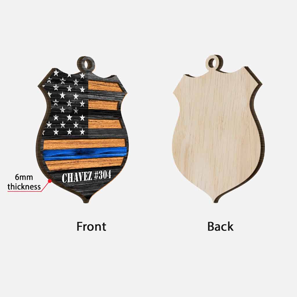 Polizeibeamtenabzeichen – personalisiertes Ornament aus mehrschichtigem Holz
