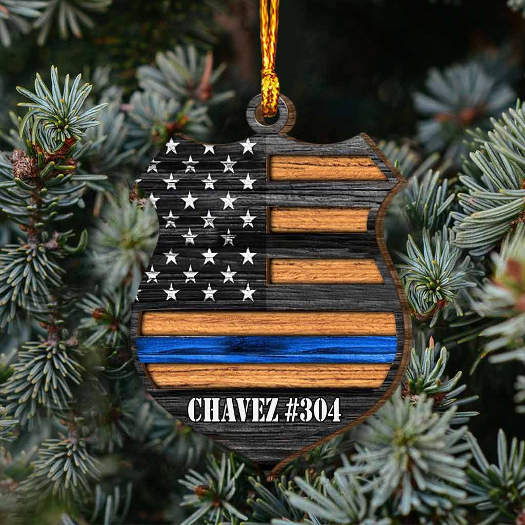 Polizeibeamtenabzeichen – personalisiertes Ornament aus mehrschichtigem Holz