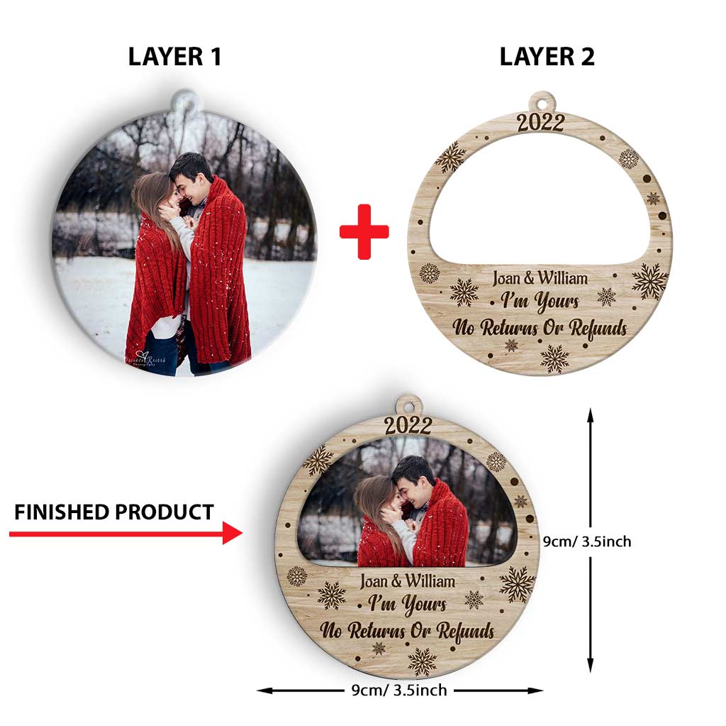 Ich gehöre dir – Personalisierter Weihnachtsschmuck aus Holz für Paare (mehrlagig)