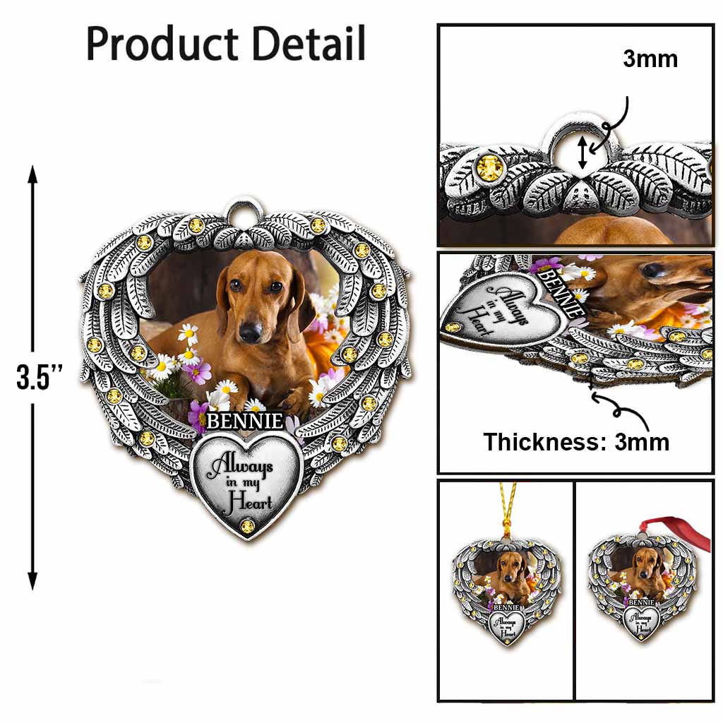Für immer in meinem Herzen – Personalisierter Weihnachtsschmuck mit Hundemotiv (beidseitig bedruckt)