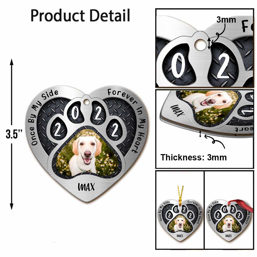 Einmal an meiner Seite, für immer in meinem Herzen – Personalisierter Hundeherz-Aluminiumanhänger (beidseitig bedruckt)