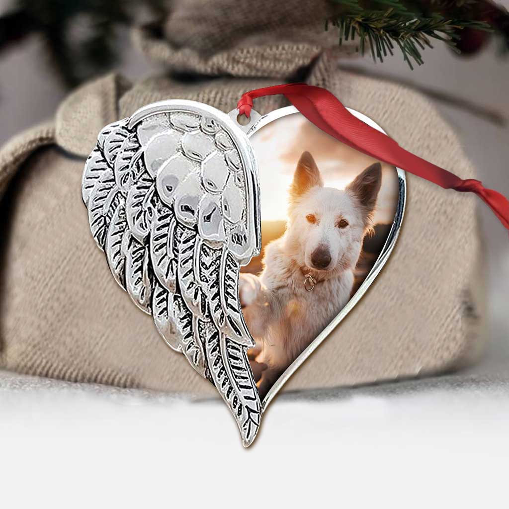 Ich werde dich in meinem Herzen tragen, bis ich dich im Himmel wiedersehe – Personalisierter Weihnachtsschmuck in Hundeform (beidseitig bedruckt)